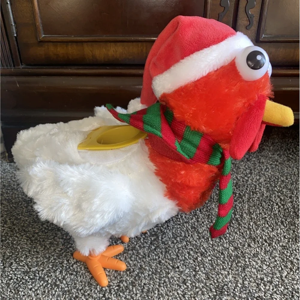 Gemmy Christmas Singing & Dancing Chicken Egg Laying Hen Plush *WORKS* W/3 Eggs